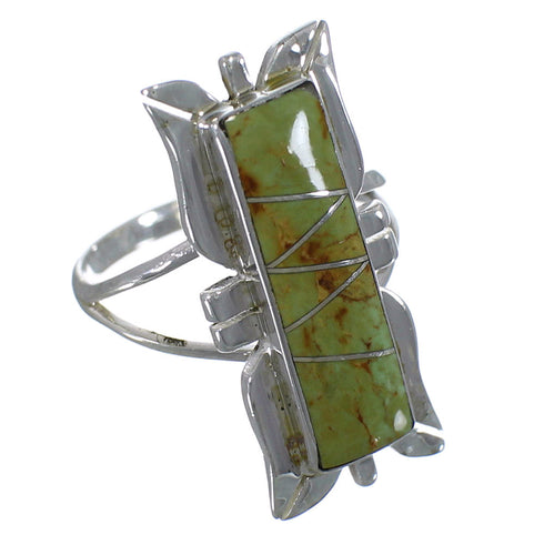Genuine Sterling Silver Turquoise Ring Size 6-3/4 EX44266